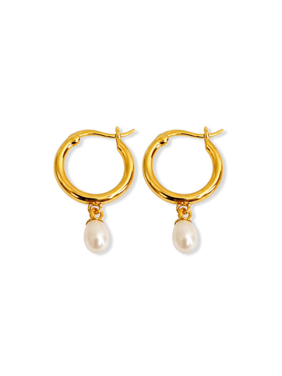 Solene Pearl Drop Hoop Earrings