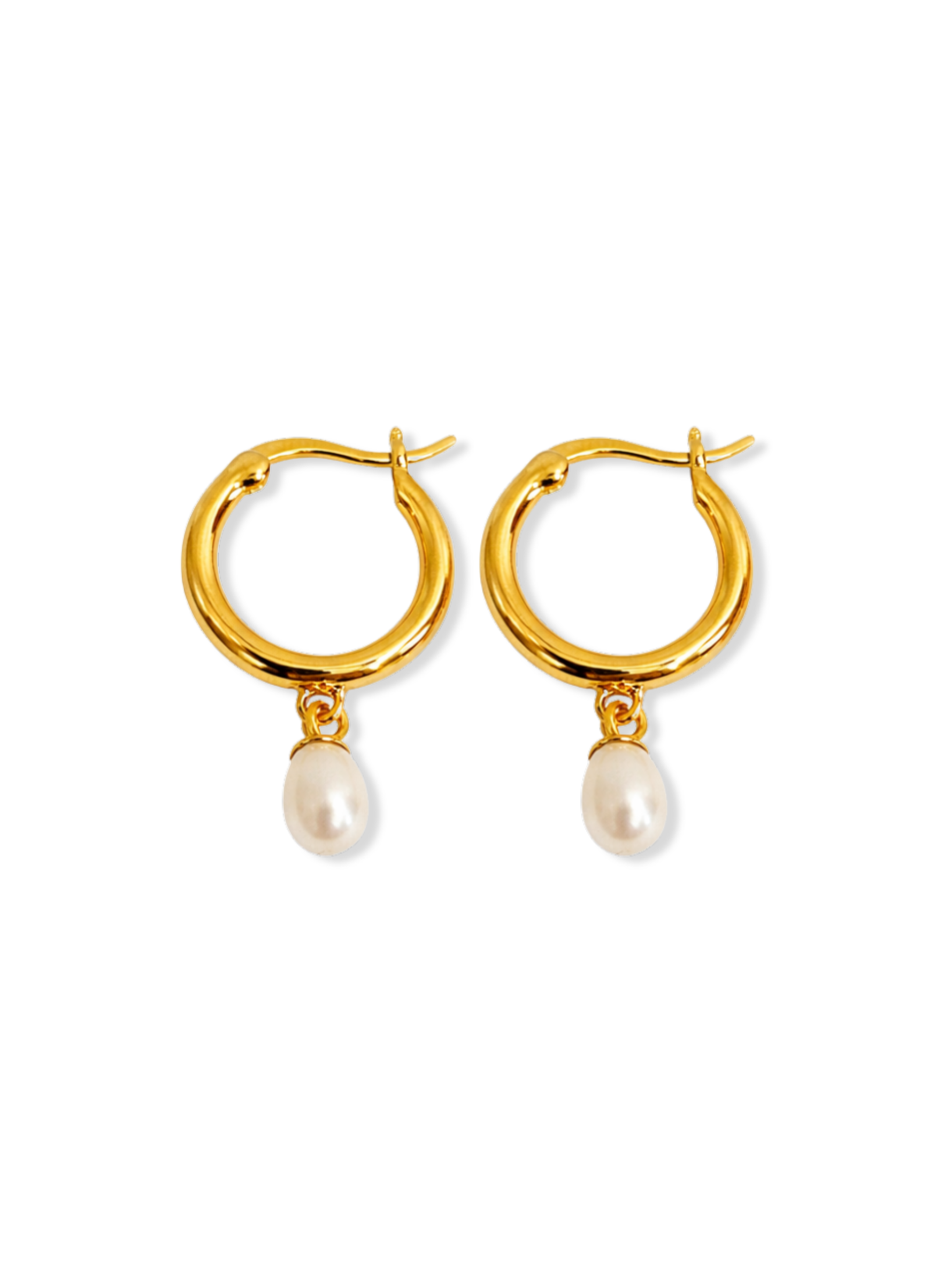 Solene Pearl Drop Hoop Earrings