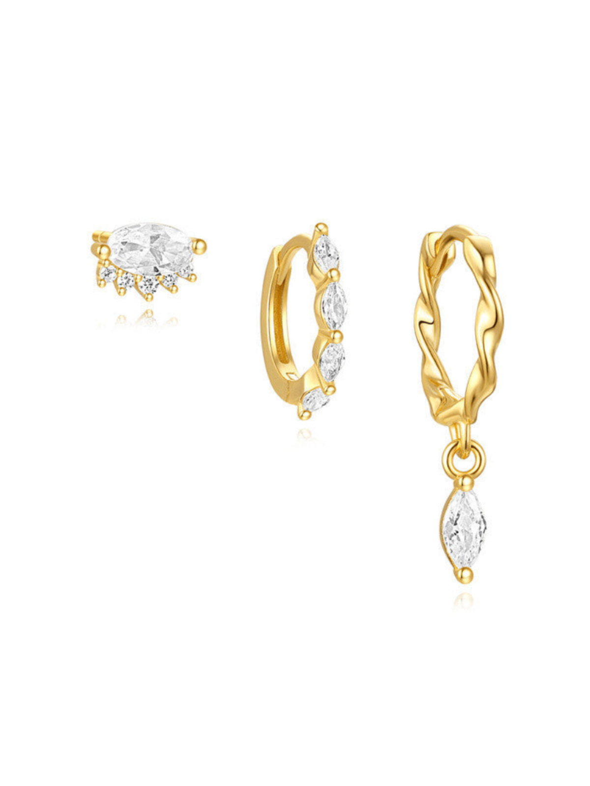 The Isla Earring Stack Set - Gemstone Stud, Huggie, and Drop Earrings