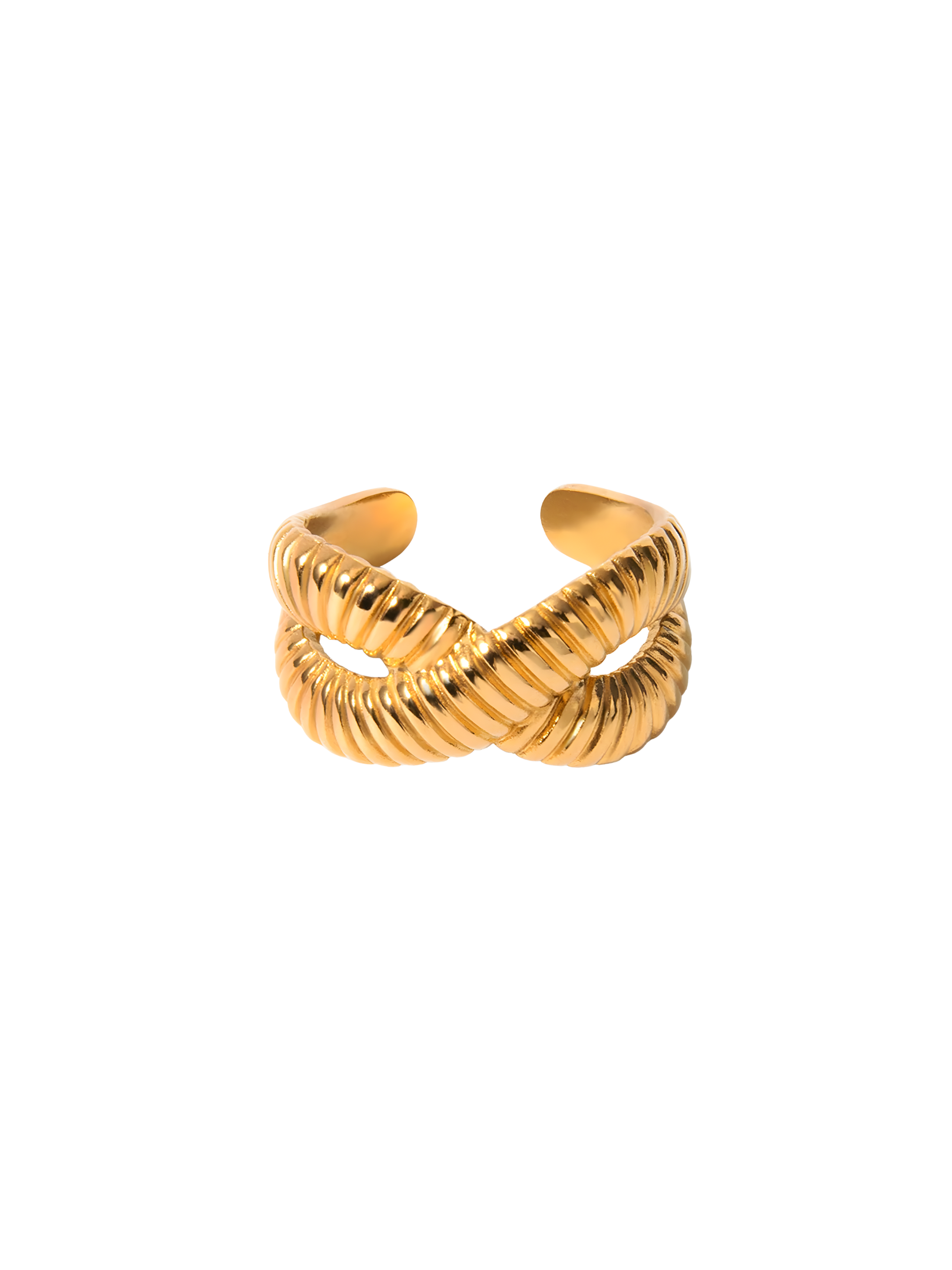 Violeta Ribbed Criss-Cross Adjustable Ring