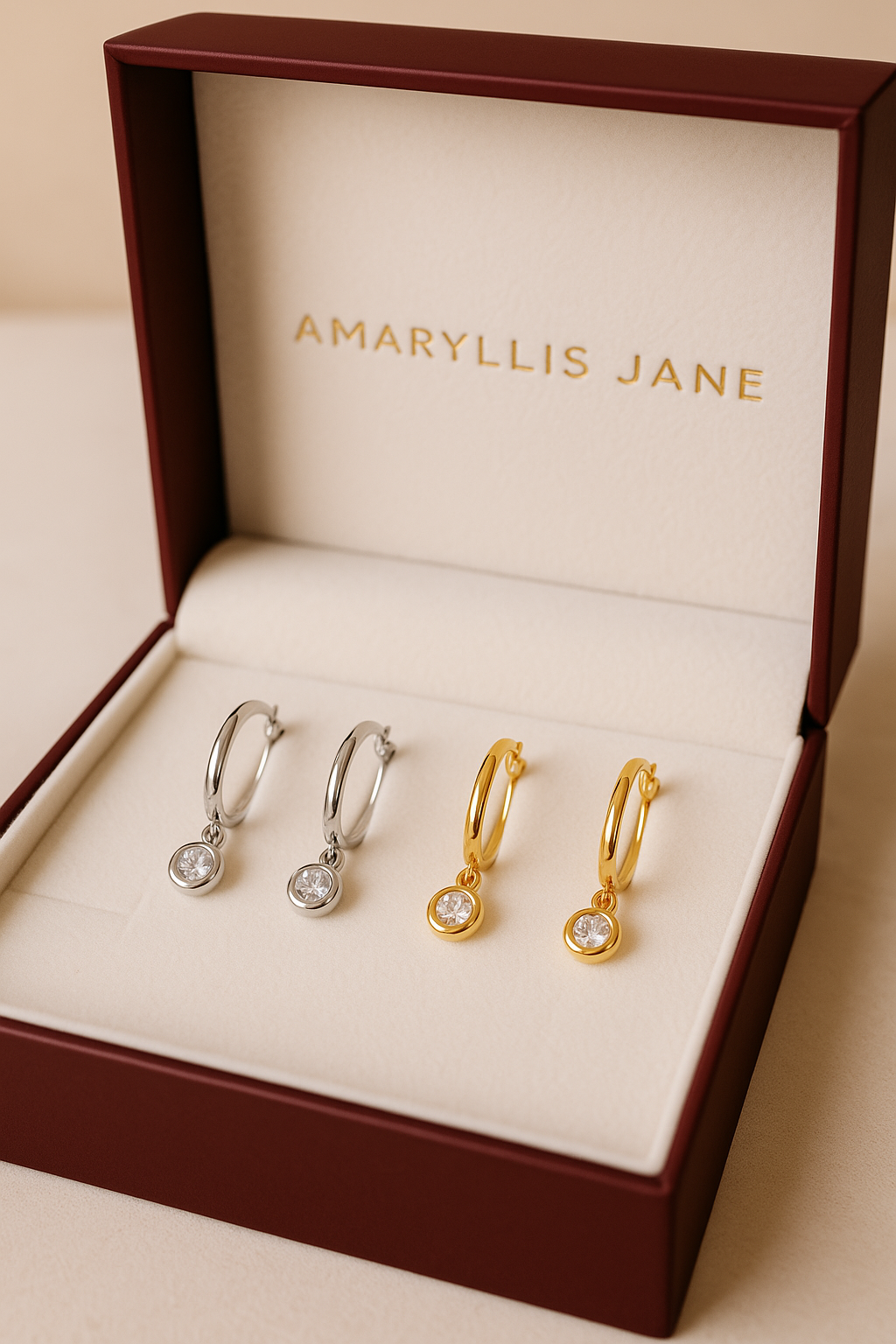 Perpetual Zirconia Gemstone Drop Hoop Earrings