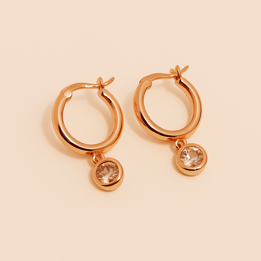 Perpetual Zirconia Gemstone Drop Hoop Earrings