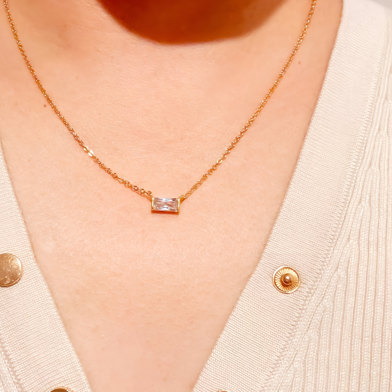 Beyond Rectangle Baguette Chain Necklace