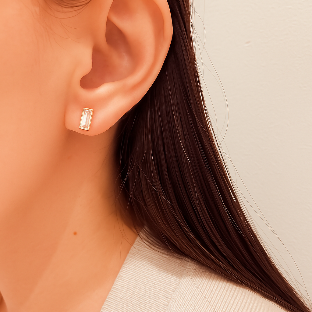 After Baguette Stud Earrings